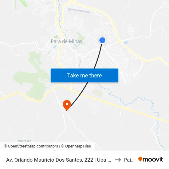 Av. Orlando Maurício Dos Santos, 222 | Upa Pará De Minas to Paivas map