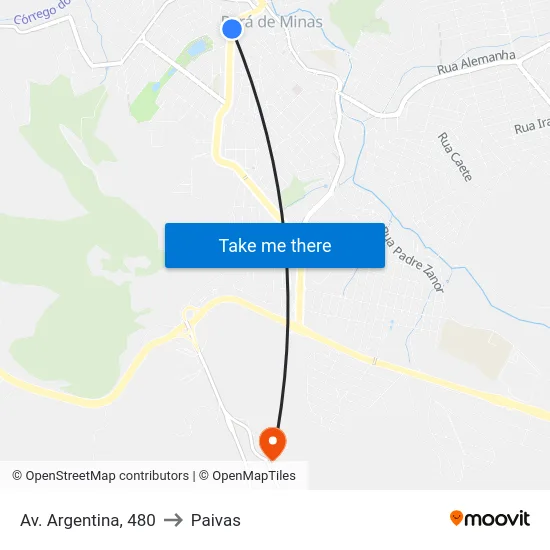 Av. Argentina, 480 to Paivas map