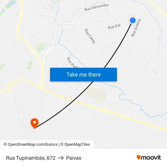 Rua Tupinambás, 672 to Paivas map