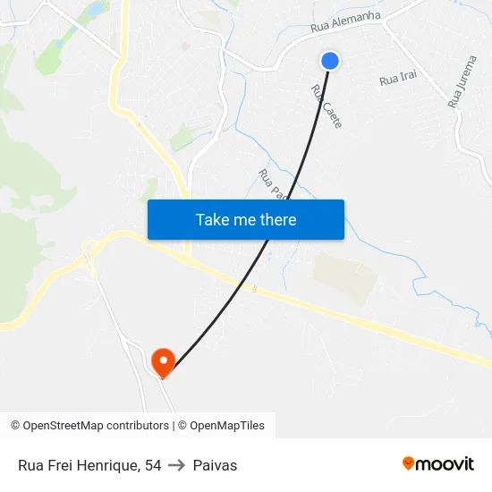 Rua Frei Henrique, 54 to Paivas map