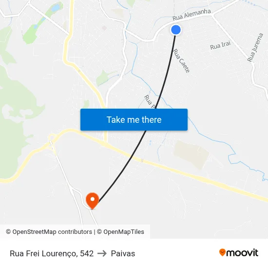 Rua Frei Lourenço, 542 to Paivas map