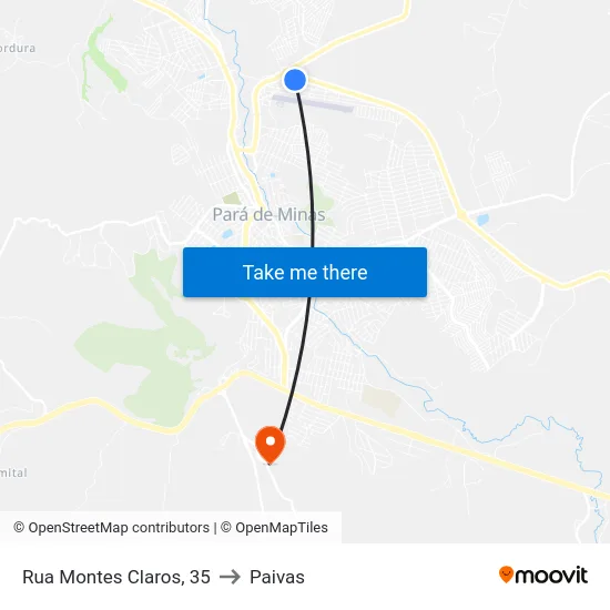 Rua Montes Claros, 35 to Paivas map