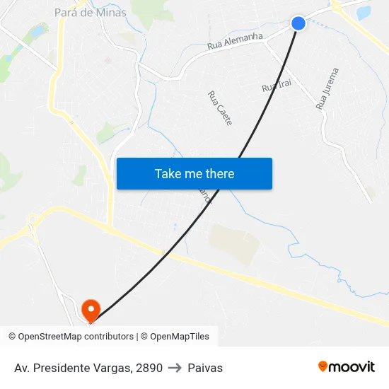 Av. Presidente Vargas, 2890 to Paivas map