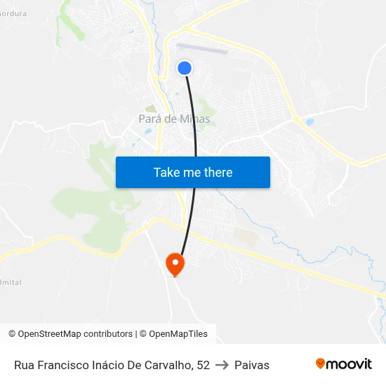 Rua Francisco Inácio De Carvalho, 52 to Paivas map