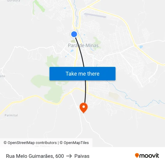 Rua Melo Guimarães, 600 to Paivas map