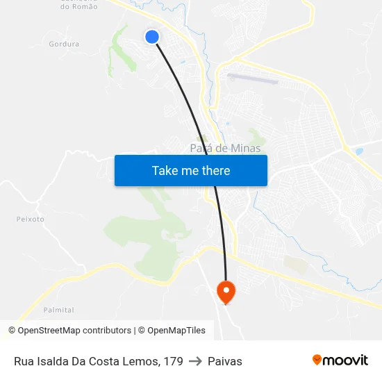 Rua Isalda Da Costa Lemos, 179 to Paivas map