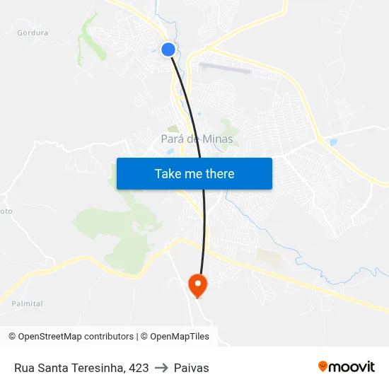 Rua Santa Teresinha, 423 to Paivas map