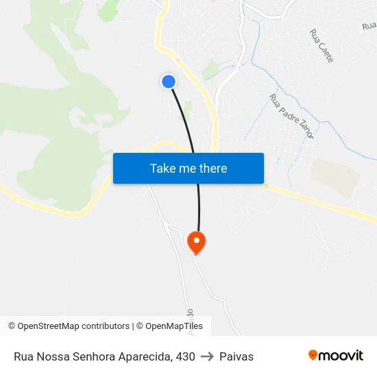 Rua Nossa Senhora Aparecida, 430 to Paivas map