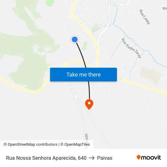 Rua Nossa Senhora Aparecida, 640 to Paivas map