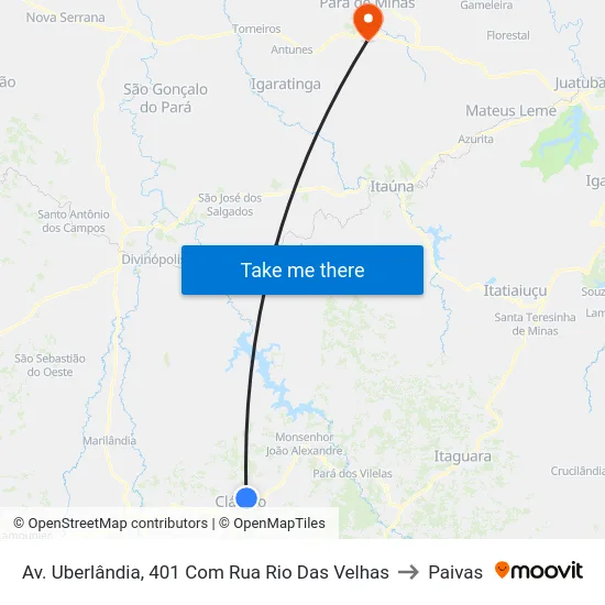 Av. Uberlândia, 401 Com Rua Rio Das Velhas to Paivas map