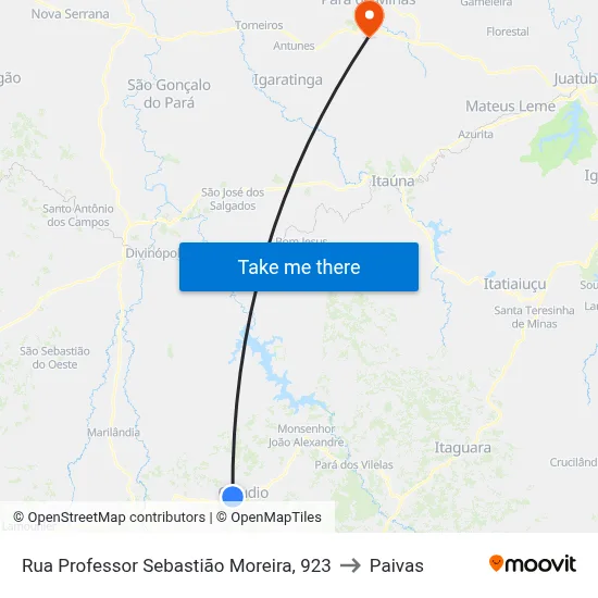 Rua Professor Sebastião Moreira, 923 to Paivas map