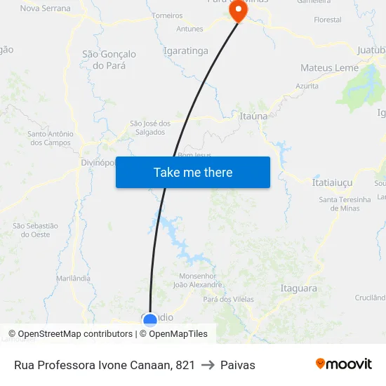 Rua Professora Ivone Canaan, 821 to Paivas map