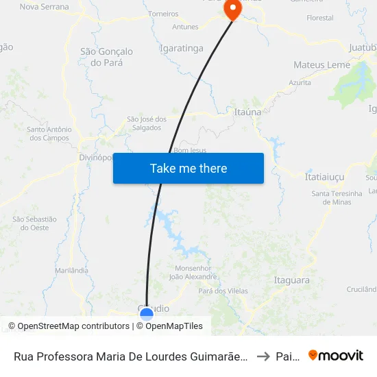 Rua Professora Maria De Lourdes Guimarães Teixeira, 139 to Paivas map