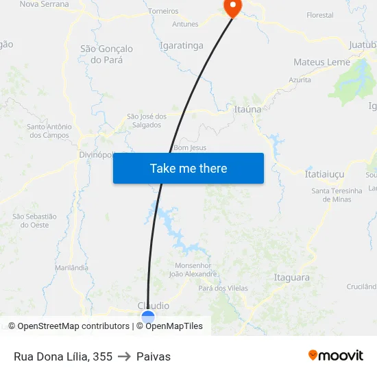 Rua Dona Lília, 355 to Paivas map