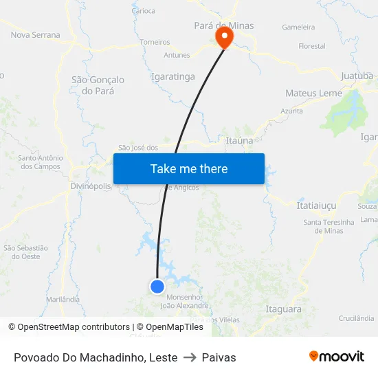 Povoado Do Machadinho, Leste to Paivas map