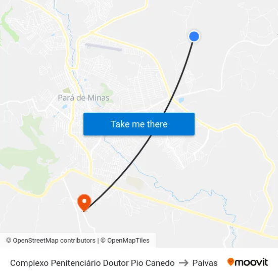 Complexo Penitenciário Doutor Pio Canedo to Paivas map