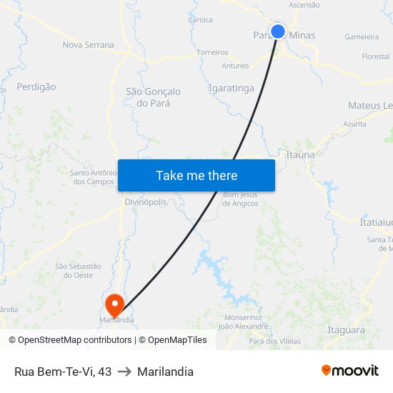 Rua Bem-Te-Vi, 43 to Marilandia map