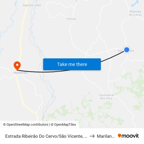 Estrada Ribeirão Do Cervo/São Vicente, Norte to Marilandia map