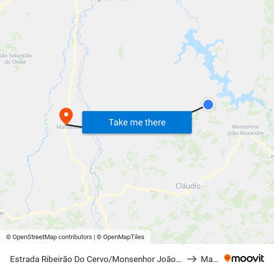 Estrada Ribeirão Do Cervo/Monsenhor João Alexandre, Sul | Entrada Norte Para Machadinho to Marilandia map
