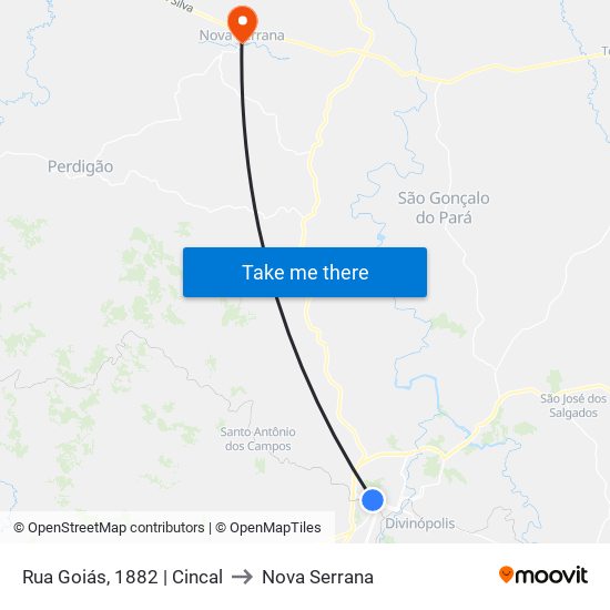 Rua Goiás, 1882 | Cincal to Nova Serrana map