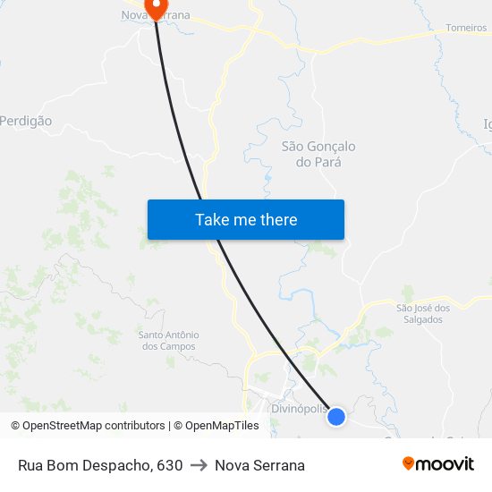 Rua Bom Despacho, 630 to Nova Serrana map