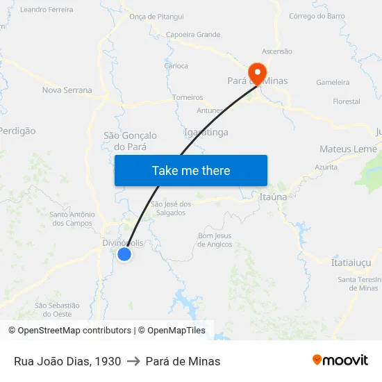 Rua João Dias, 1930 to Pará de Minas map