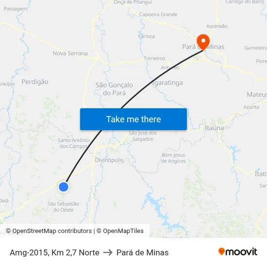 Amg-2015, Km 2,7 Norte to Pará de Minas map