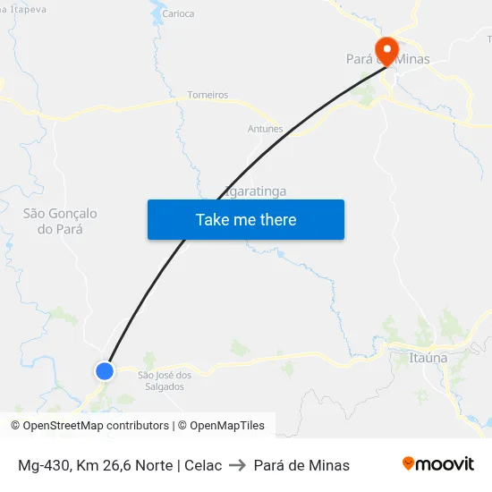 Mg-430, Km 26,6 Norte | Celac to Pará de Minas map