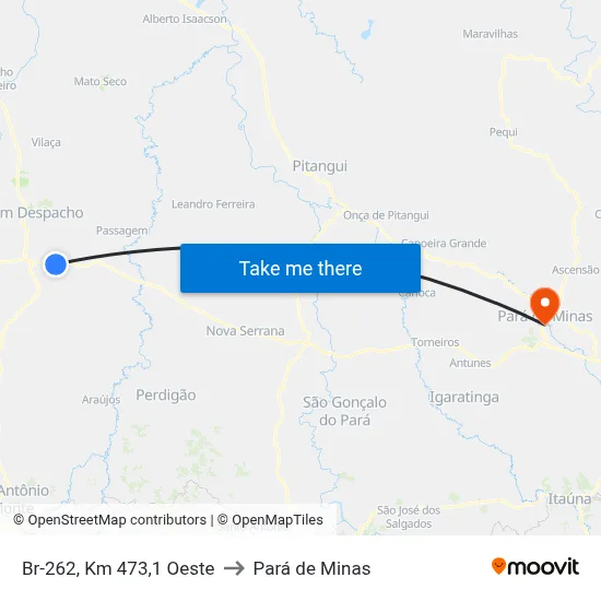 Br-262, Km 473,1 Oeste to Pará de Minas map
