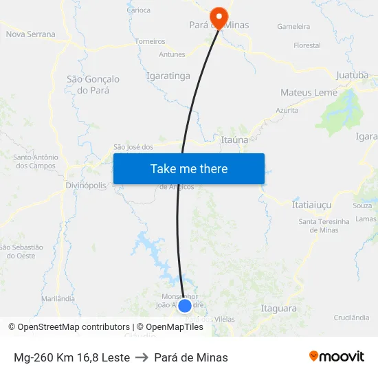 Mg-260 Km 16,8 Leste to Pará de Minas map
