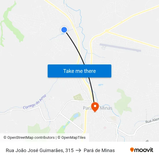 Rua João José Guimarães, 315 to Pará de Minas map