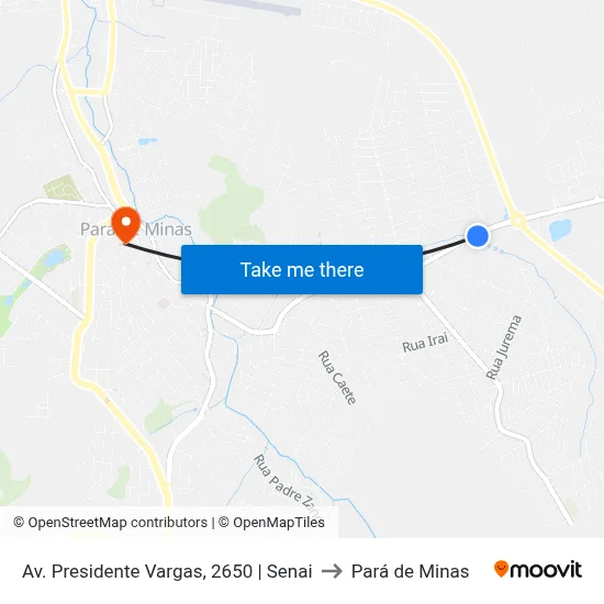Av. Presidente Vargas, 2650 | Senai to Pará de Minas map