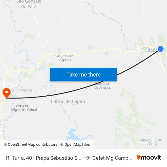 R. Turfa, 40 | Praça Sebastião Silvério - Sentido Centro to Cefet-Mg Campus Divinópolis map