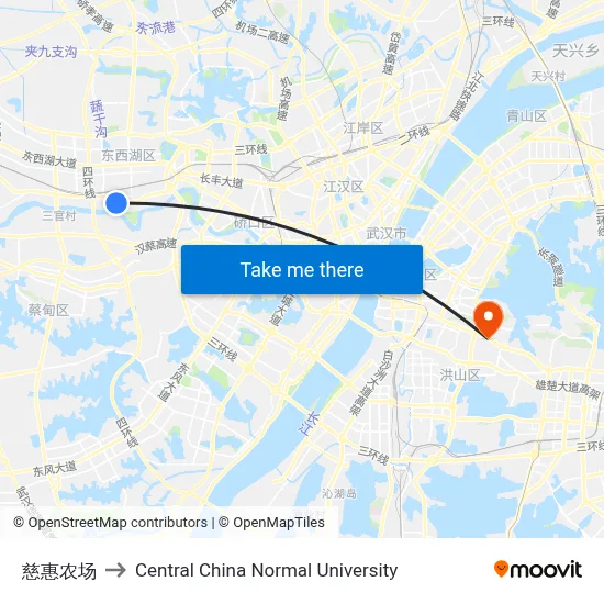 Cihui Farm to Central China Normal University map