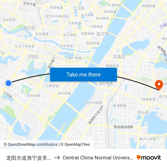 Haining Leather City on Longyang Avenue to Central China Normal University map