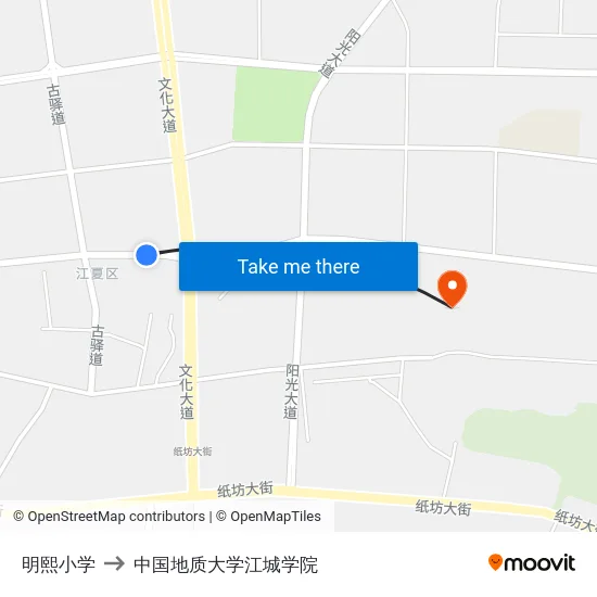明熙小学 to 中国地质大学江城学院 map