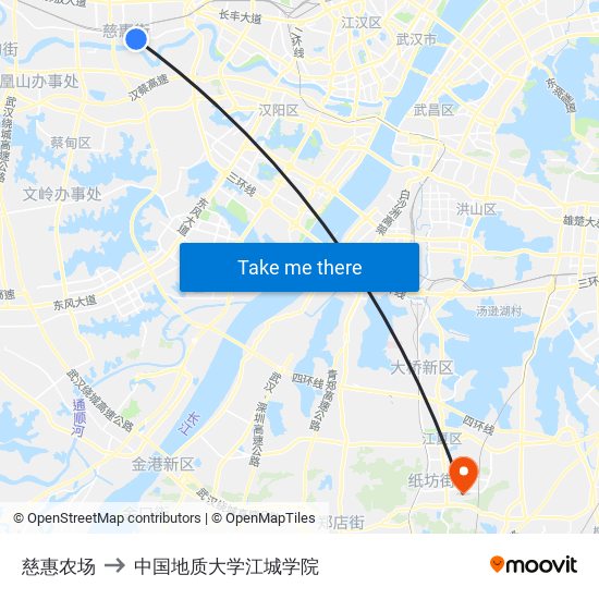 慈惠农场 to 中国地质大学江城学院 map