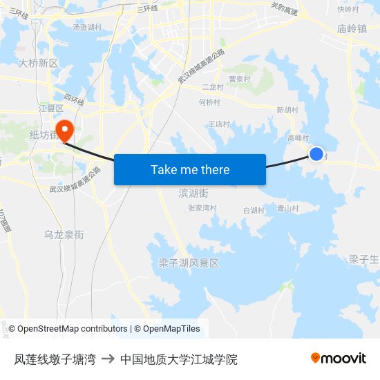 凤莲线墩子塘湾 to 中国地质大学江城学院 map