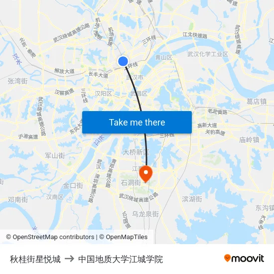 秋桂街星悦城 to 中国地质大学江城学院 map