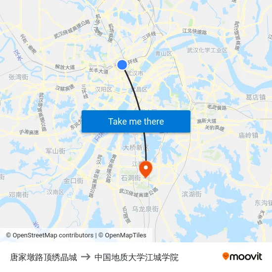 唐家墩路顶绣晶城 to 中国地质大学江城学院 map