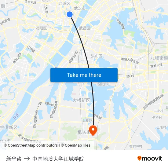 新华路 to 中国地质大学江城学院 map