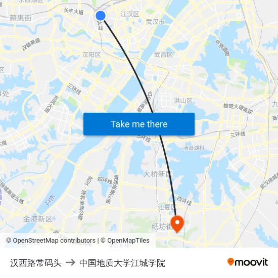 汉西路常码头 to 中国地质大学江城学院 map