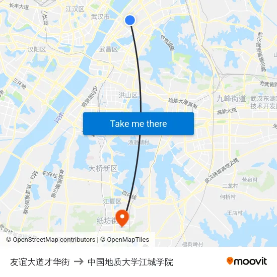 友谊大道才华街 to 中国地质大学江城学院 map