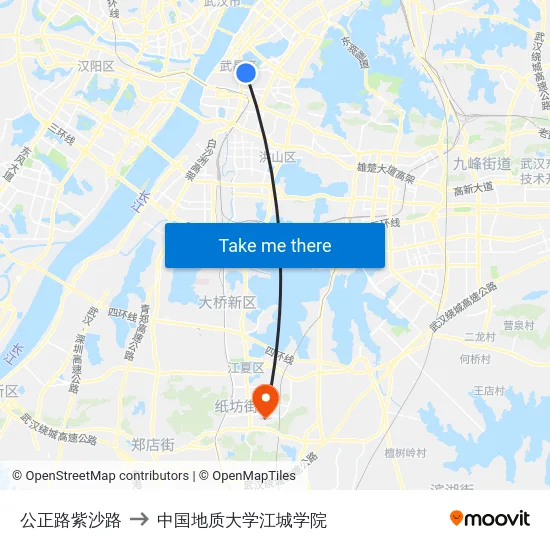 公正路紫沙路 to 中国地质大学江城学院 map
