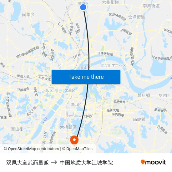 双凤大道武商量贩 to 中国地质大学江城学院 map