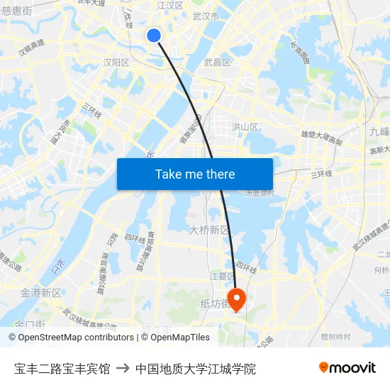 宝丰二路宝丰宾馆 to 中国地质大学江城学院 map
