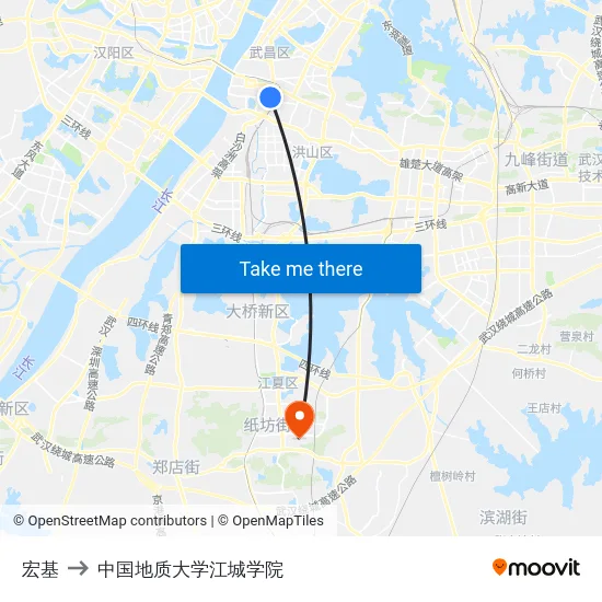 宏基 to 中国地质大学江城学院 map