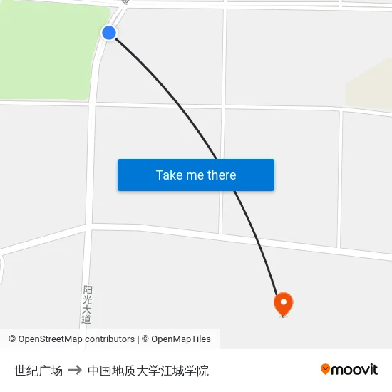 世纪广场 to 中国地质大学江城学院 map