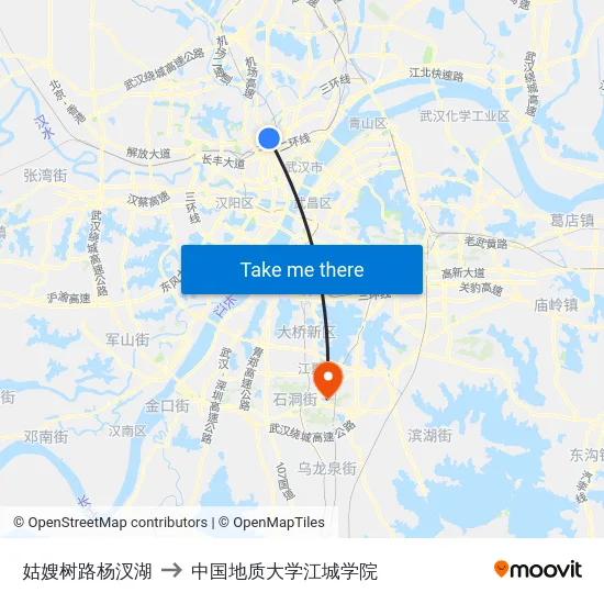 姑嫂树路杨汊湖 to 中国地质大学江城学院 map