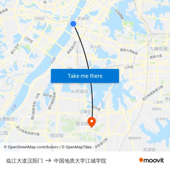 临江大道汉阳门 to 中国地质大学江城学院 map